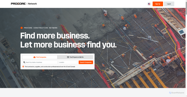 Security scan screenshot of https://network.procore.com