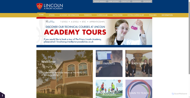 Security scan screenshot of https://www.priorylincolnacademy.co.uk/
