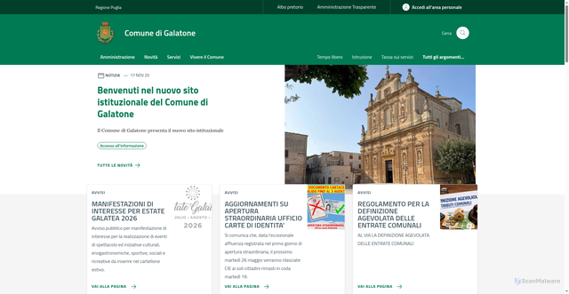 Security scan screenshot of https://www.comune.galatone.le.it