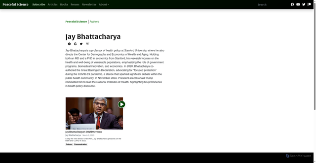 Security scan screenshot of https://peacefulscience.org/authors/jayb/