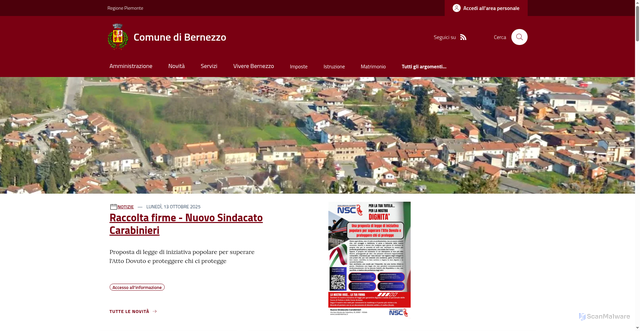 Security scan screenshot of https://www.comune.bernezzo.cn.it/