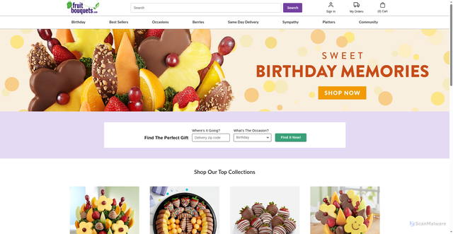 Security scan screenshot of https://www.fruitbouquets.com