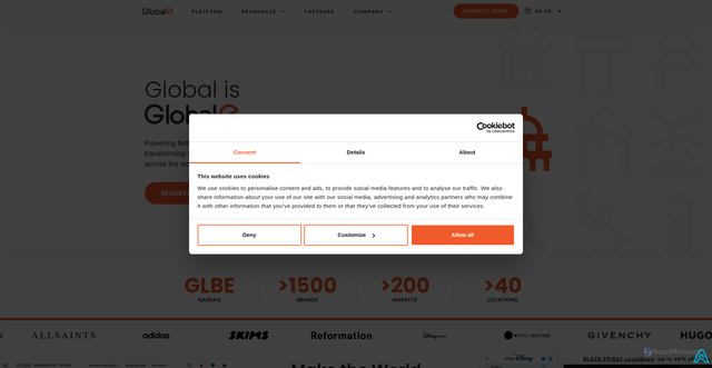 Security scan screenshot of https://global-e.com
