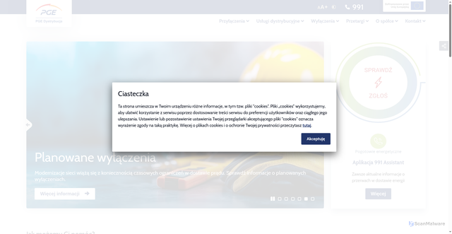 Security scan screenshot of https://pgedystrybucja.pl/strona-glowna