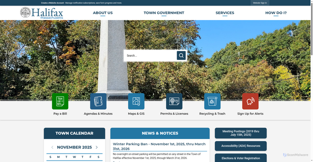 Security scan screenshot of https://www.halifax-ma.org/