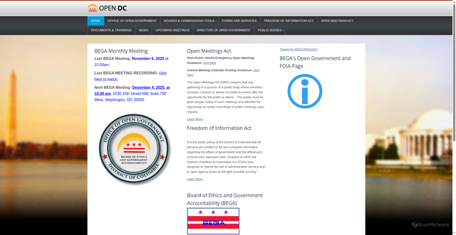 Security scan screenshot of https://www.open-dc.gov/