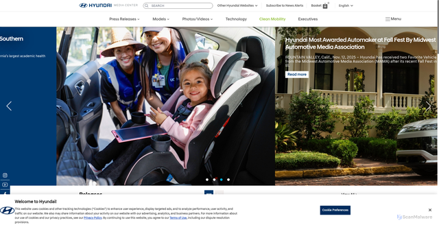 Security scan screenshot of https://www.hyundainews.com/