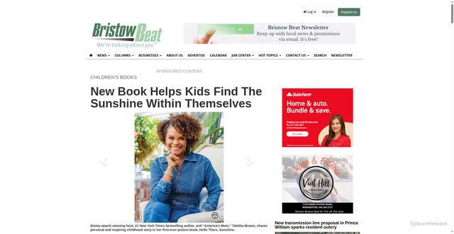 Security scan screenshot of http://bristowbeat.com/premium/napsnet/stories/new-book-helps-kids-find-the-sunshine-within-themselves,141043