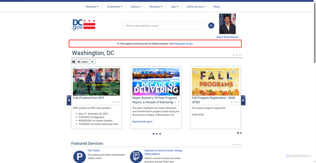 Security scan screenshot of https://dc.gov/