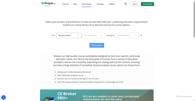Security scan screenshot of https://courses.cebroker.com
