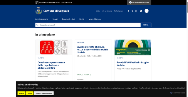 Security scan screenshot of https://www.comune.sequals.pn.it/