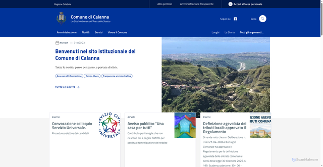 Security scan screenshot of https://www.comune.calanna.rc.it/