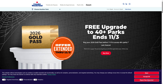 Security scan screenshot of https://www.canadaswonderland.com/