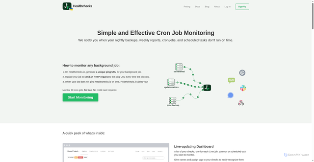 Security scan screenshot of https://healthchecks.io/