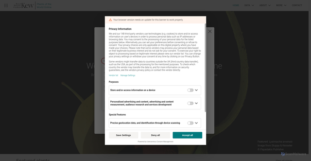 Security scan screenshot of https://powo.science.kew.org