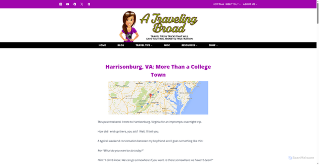 Security scan screenshot of https://www.travelingbroad.com/harrisonburg-va/