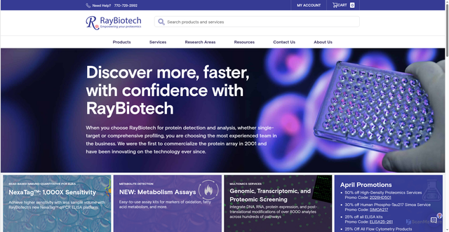 Security scan screenshot of https://raybiotech.com