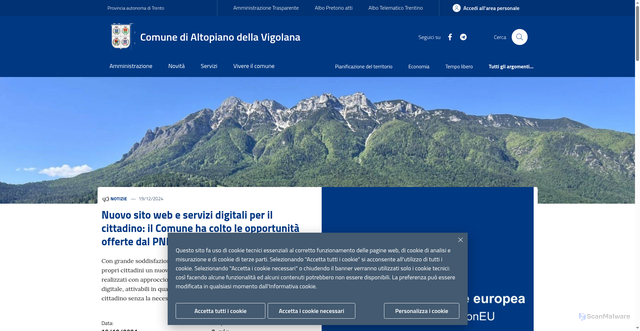 Security scan screenshot of https://www.comune.vigolana.tn.it/