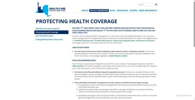 Security scan screenshot of https://hcfany.org/protecting-health-coverage-for-new-yorkers/