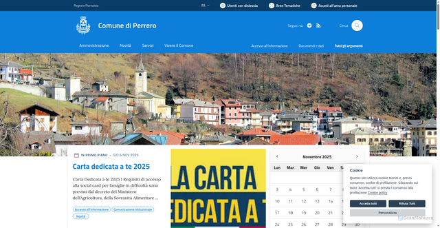 Security scan screenshot of https://www.comune.perrero.to.it/