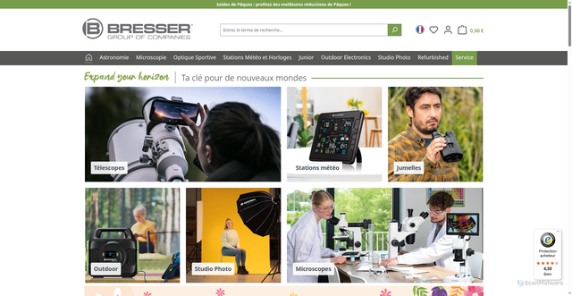 Security scan screenshot of https://www.bresser.fr