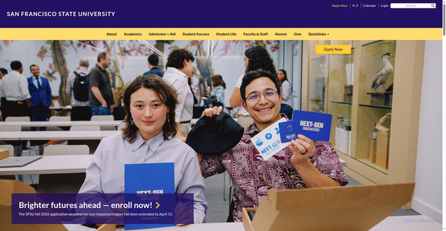 Security scan screenshot of https://www.sfsu.edu/