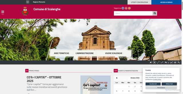 Security scan screenshot of https://www.comune.scalenghe.to.it/