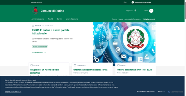 Security scan screenshot of https://www.comune.rutino.sa.it/