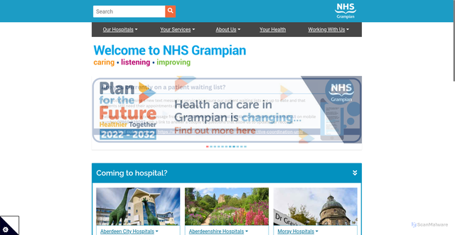 Security scan screenshot of http://www.nhsgrampian.org.uk
