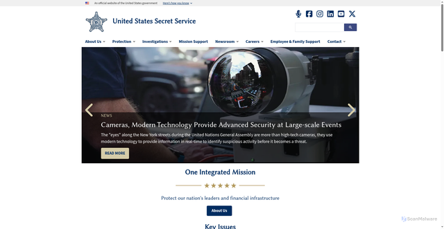Security scan screenshot of https://secretservice.gov/