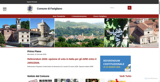 Security scan screenshot of https://www.comune.farigliano.cn.it/