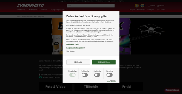 Security scan screenshot of https://www.cyberphoto.se/kampanjer/black-friday