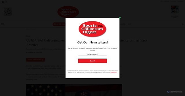 Security scan screenshot of https://cms.sportscollectorsdigest.com/usa-usa-celebrating-our-countrys-250th-birthday-with-10-patriotic-cards-that-honor-america