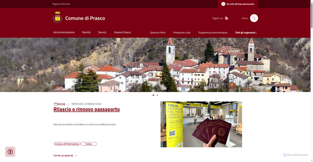 Security scan screenshot of https://www.comune.prasco.al.it
