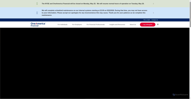 Security scan screenshot of https://www.oneamerica.com/