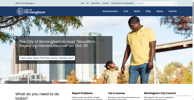 Security scan screenshot of https://www.birminghamal.gov/