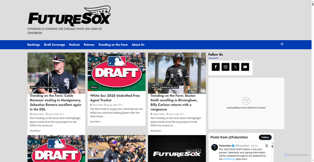 Security scan screenshot of https://www.futuresox.net/