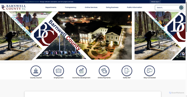 Security scan screenshot of https://barnwellcountysc.gov/