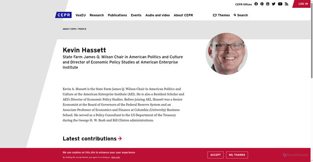 Security scan screenshot of https://cepr.org/about/people/kevin-hassett