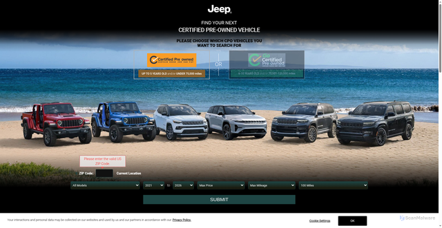 Security scan screenshot of https://jeepcertified.com