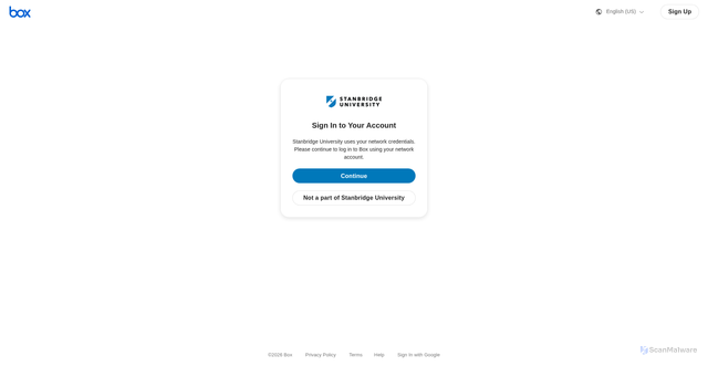 Security scan screenshot of https://stanbridge.app.box.com