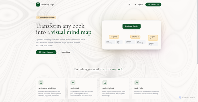 Security scan screenshot of https://summarymaps.com/