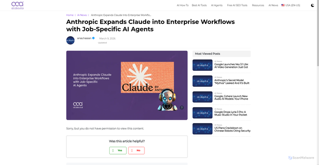Security scan screenshot of https://www.allaboutai.com/ai-news/anthropic-expands-claude-into-enterprise-workflows-with-job-specific-ai-agents/