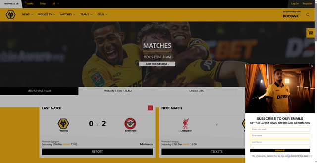 Security scan screenshot of https://www.wolves.co.uk/fixtures/mens-first-team/