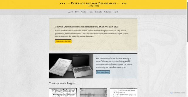 Security scan screenshot of https://wardepartmentpapers.org