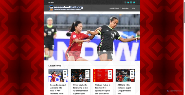 Security scan screenshot of https://aseanfootball.org