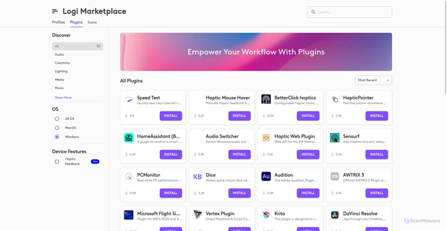 Security scan screenshot of https://marketplace.logi.com