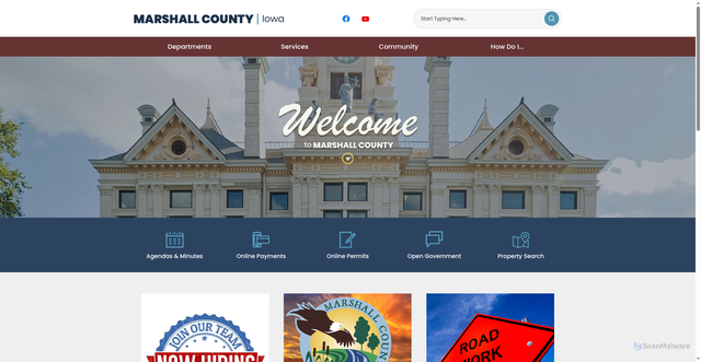 Security scan screenshot of https://marshallcountyia.gov/