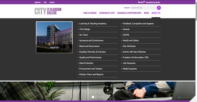 Security scan screenshot of https://www.cityofglasgowcollege.ac.uk