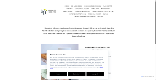 Security scan screenshot of https://www.consulentidellavorolecco.it/